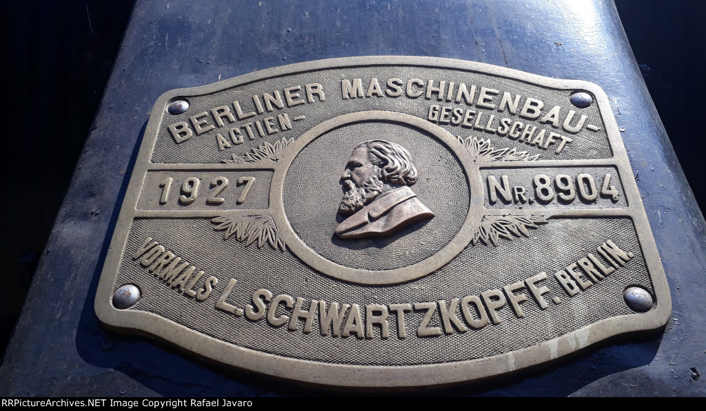 Building plate of locomotive 505, Schwartzkopff from 1927